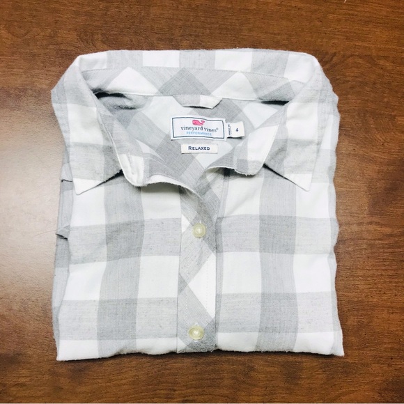 Vineyard vines Relaxed Fit Long Sleeve Flannel Button Down Shirt Women's Size 4 - Picture 10 of 11